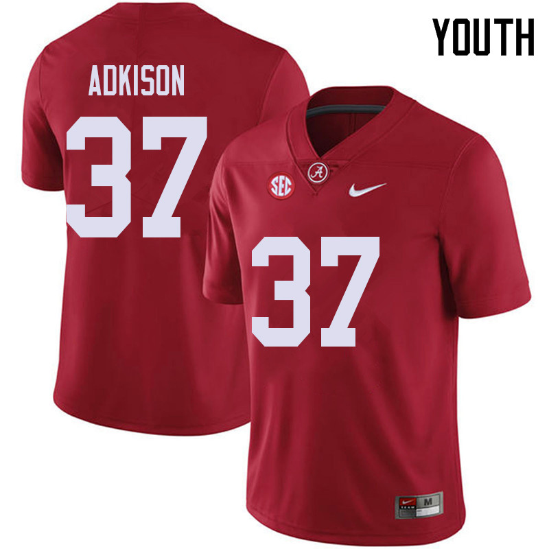 Youth #37 Dalton Adkison Alabama Crimson Tide College Football Jerseys Sale-Red
